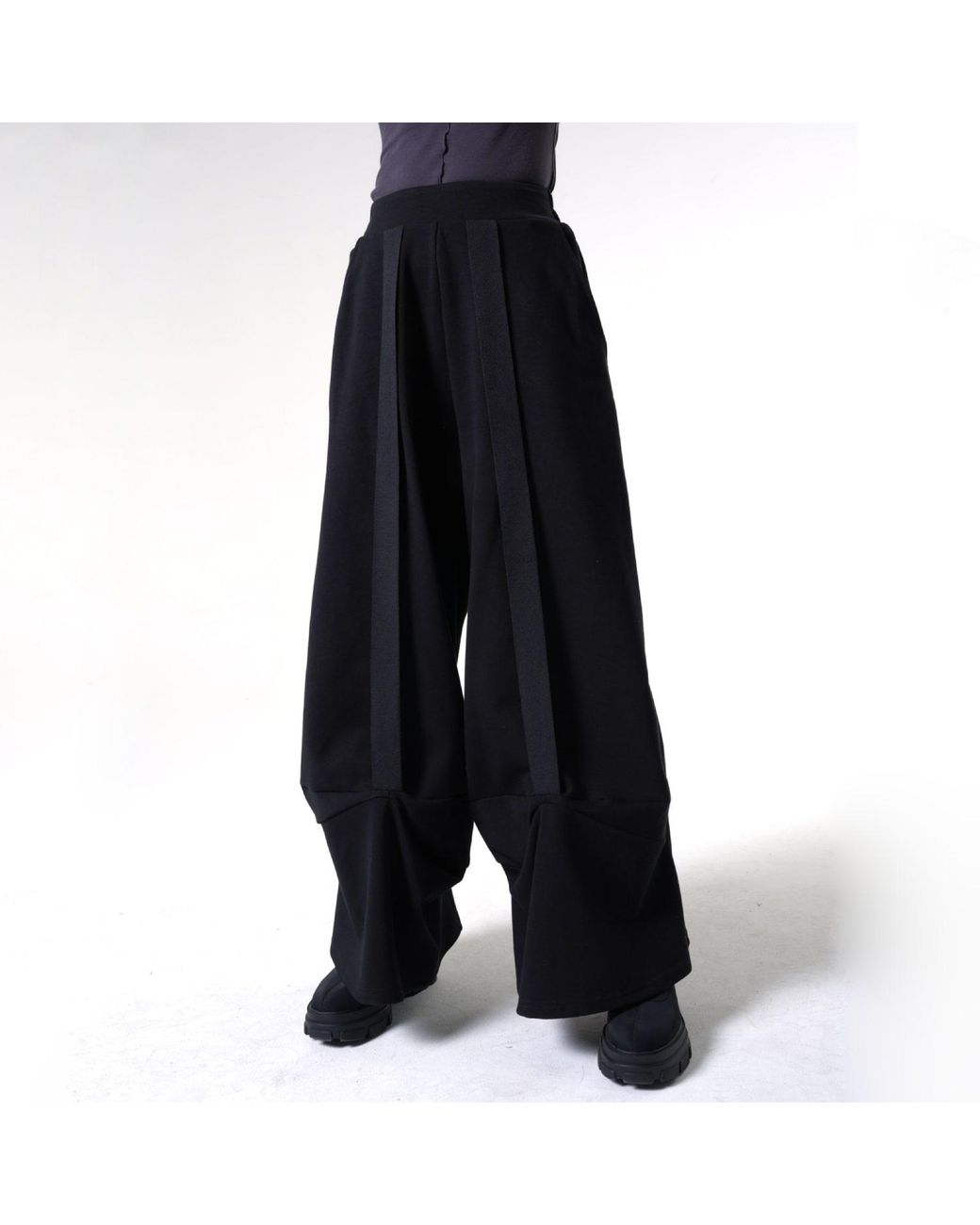 Metamorph Blue Wide-Leg Trousers With Stripes