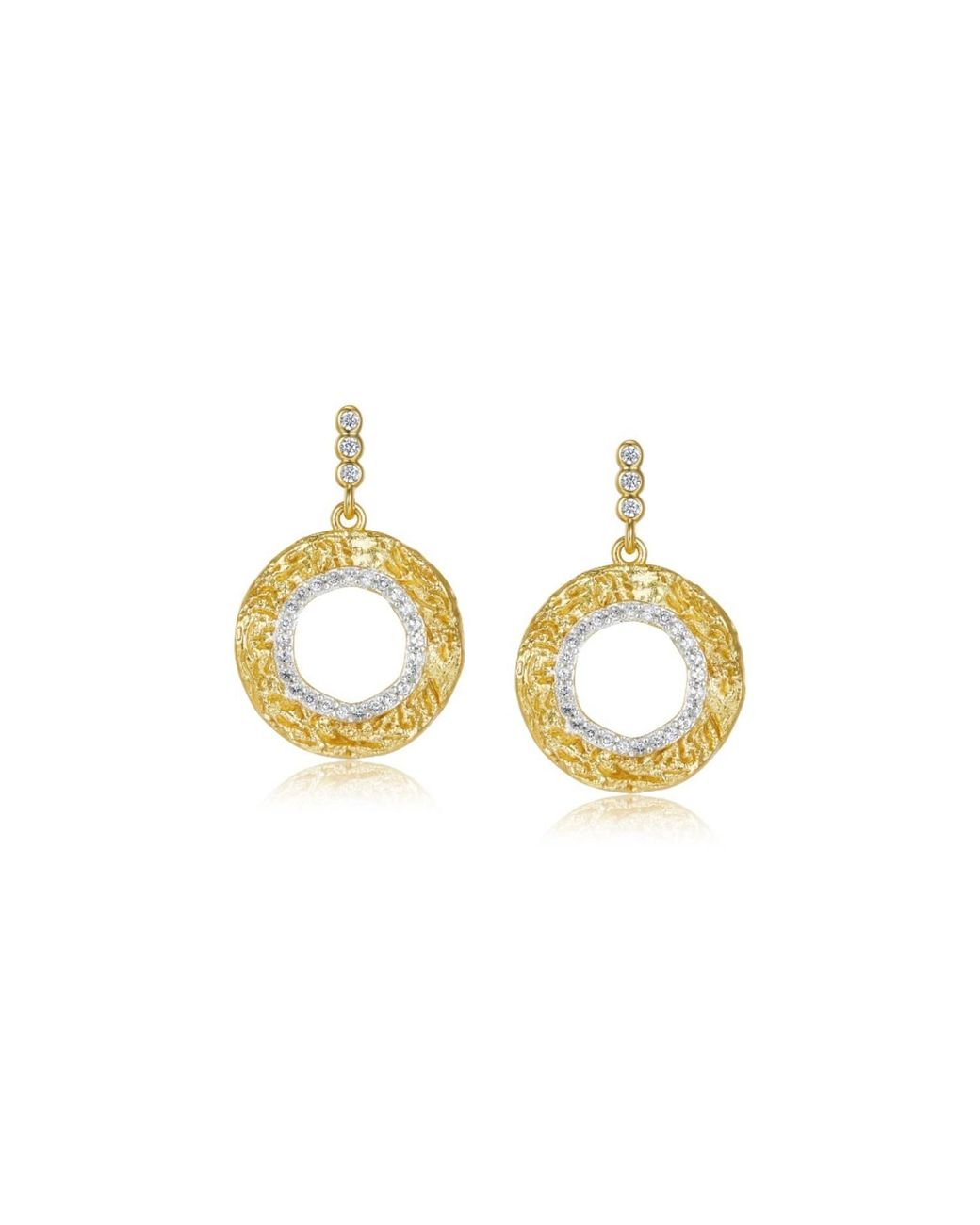 Janus Edinburgh Metallic Shen Vermeil Mixed Tone Circle Textured Earrings