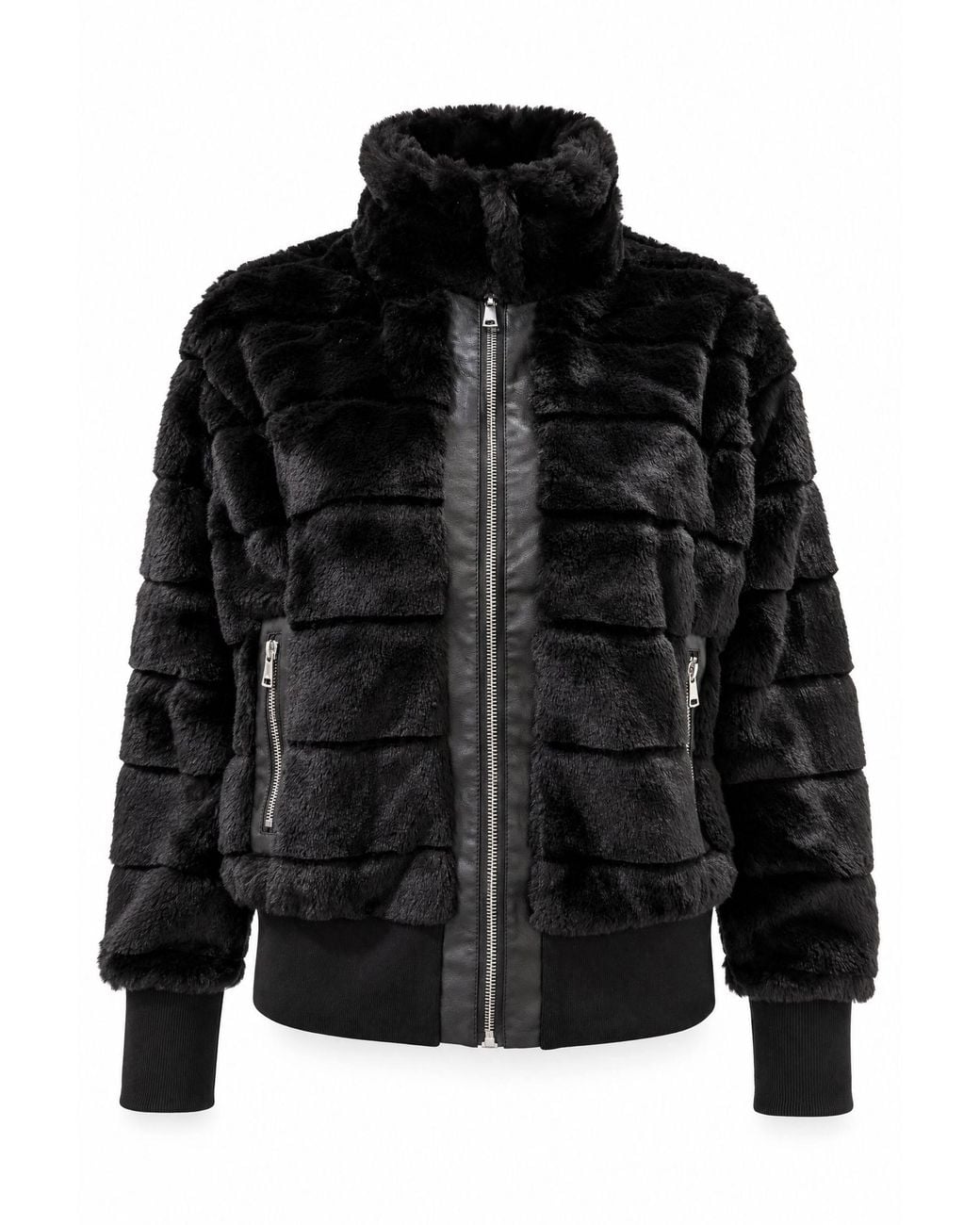 James Lakeland Black Panelled Faux Fur Jacket