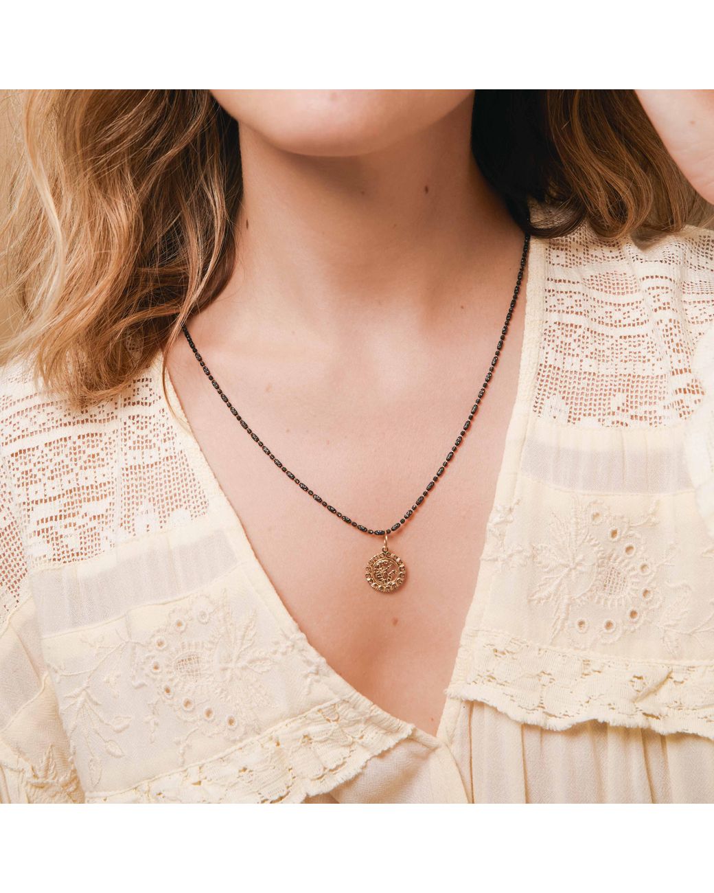Maya Brenner Metallic Rhodium Antique Bead Chain