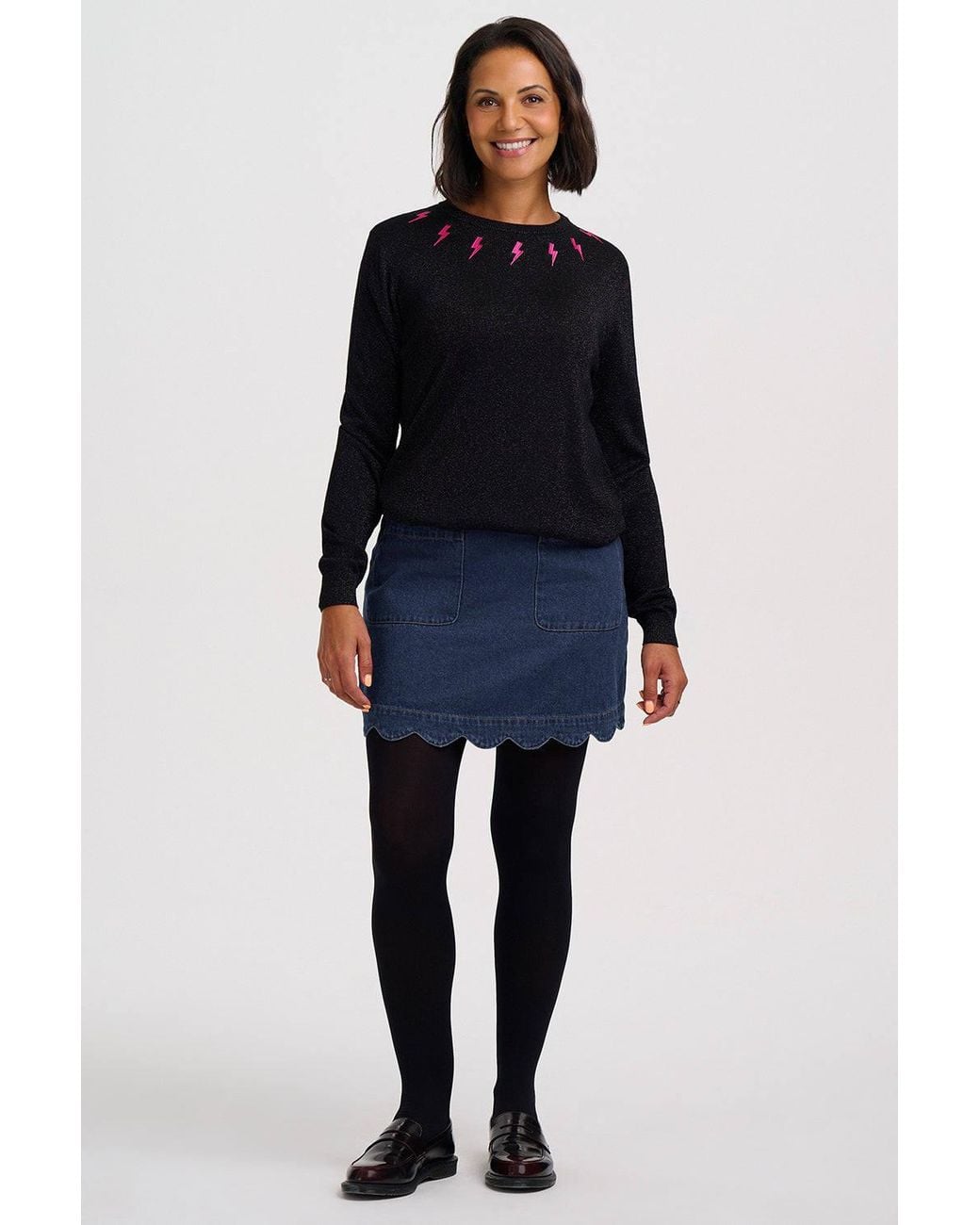 Sugarhill Black Astrid Sparkly Sweater Lightning