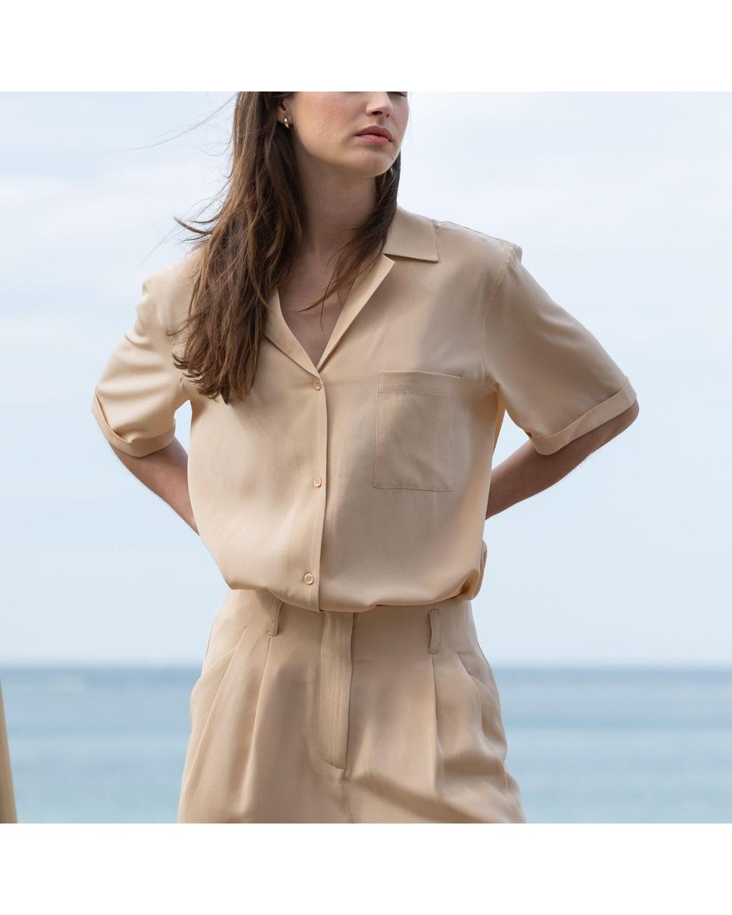 Bel Cashmere Natural Neutrals Noa Silk Shirt