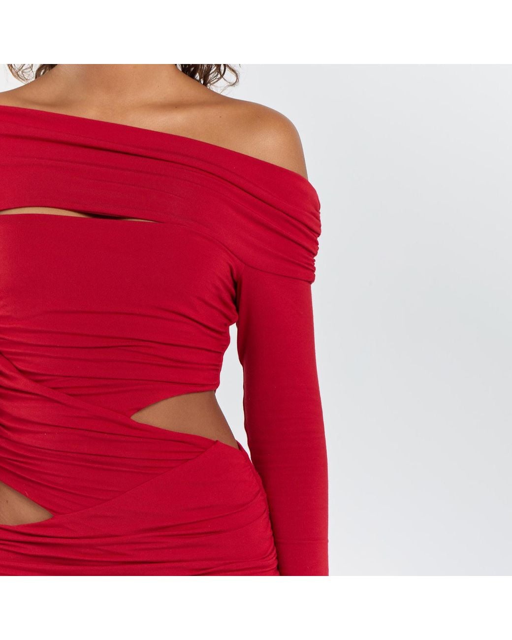 Egyptian Blue Red Chilli Faux Wrap Dress