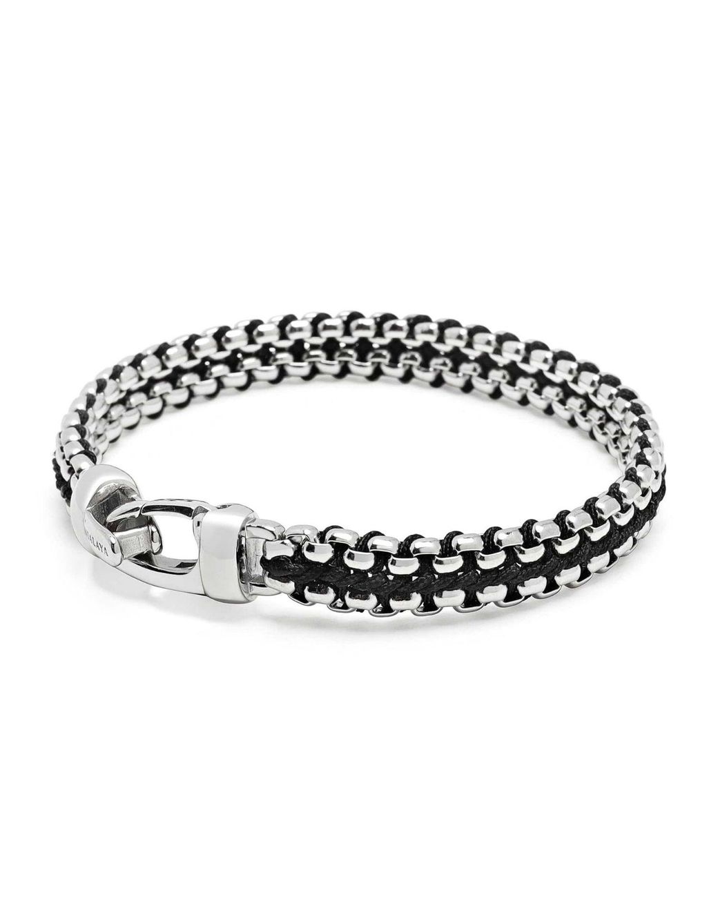 Nialaya Metallic Woven Box Chain Bracelet for men