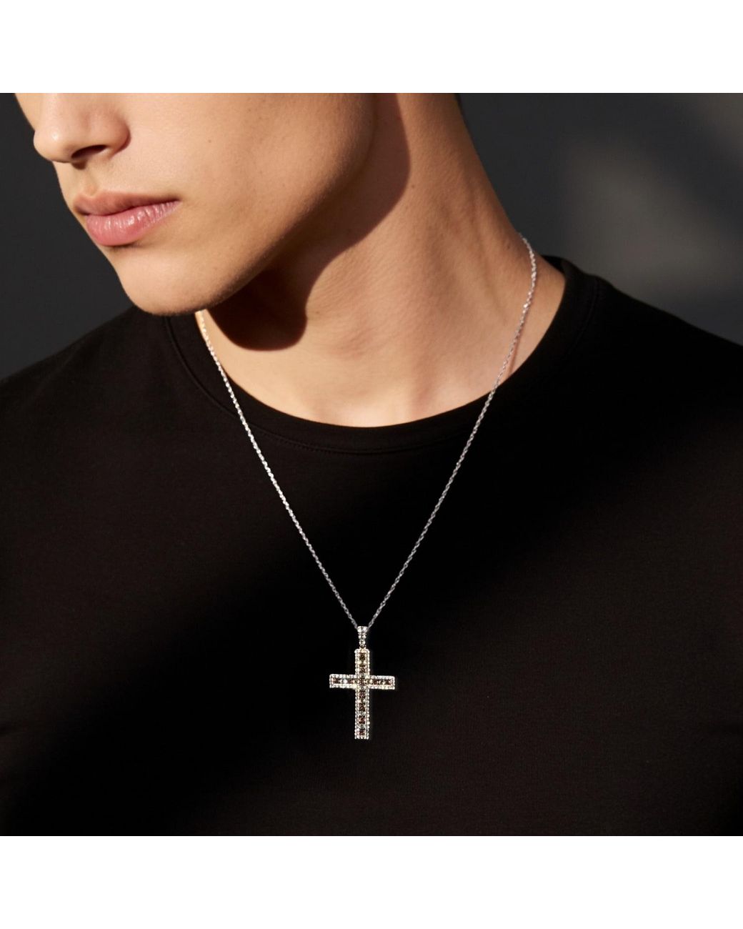 Arte Madrid Metallic Cruz Timeless Mosaic Cross Pendant Necklace
