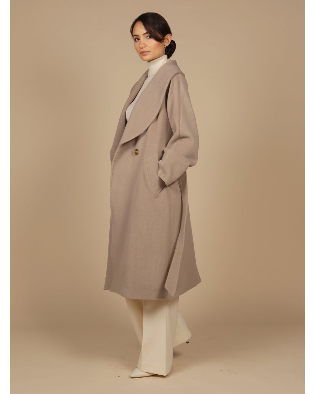 Santinni Brown 'Hepburn' 100% Italian Virgin Wool & Cashmere Coat