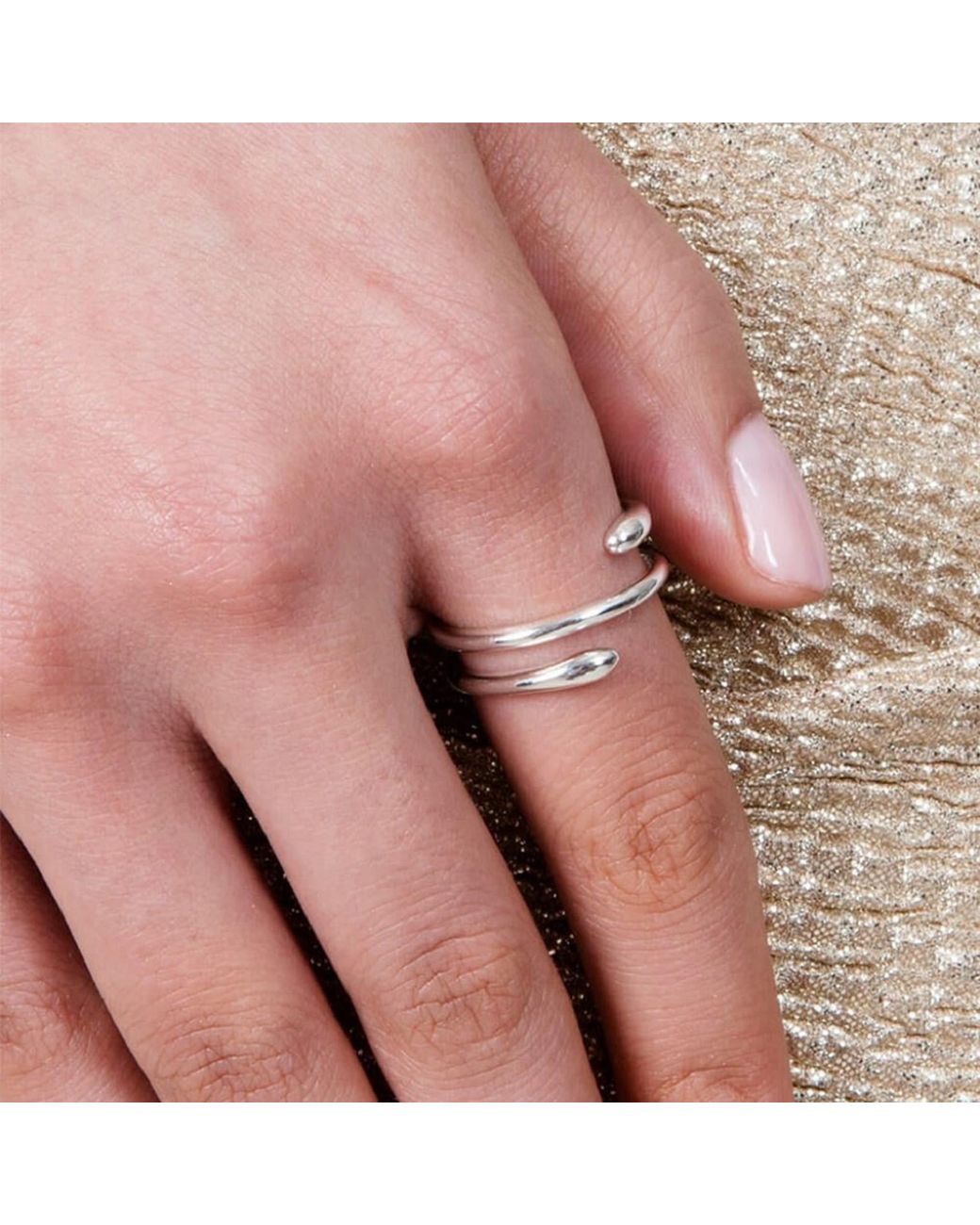Lucy Quartermaine Metallic Sterling Coil Drop Ring
