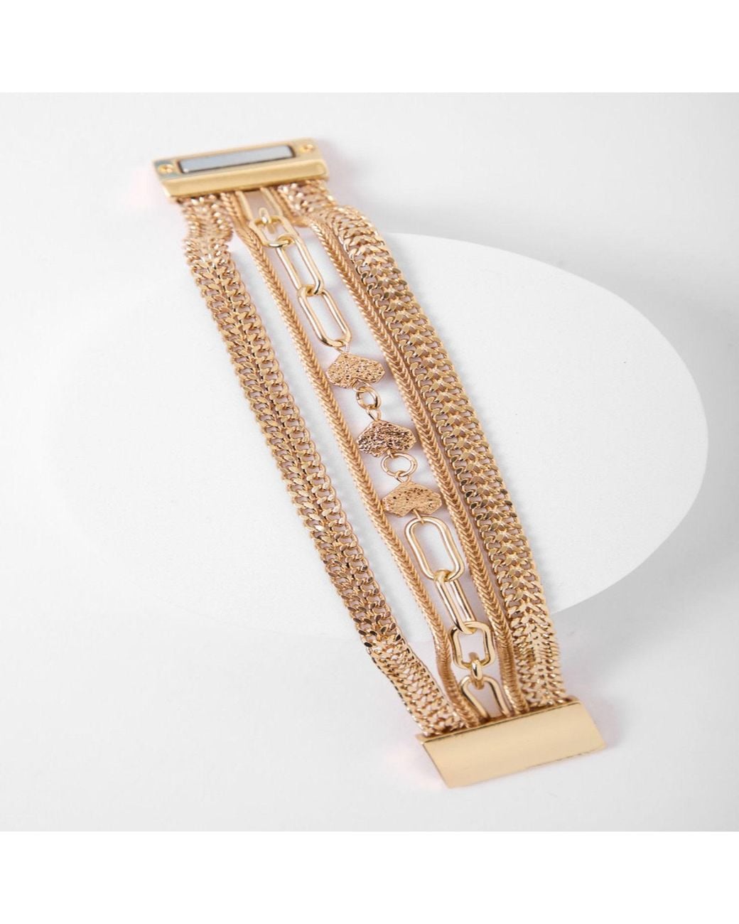 Saachi Metallic Gilded Heart Multi-Strand Bracelet