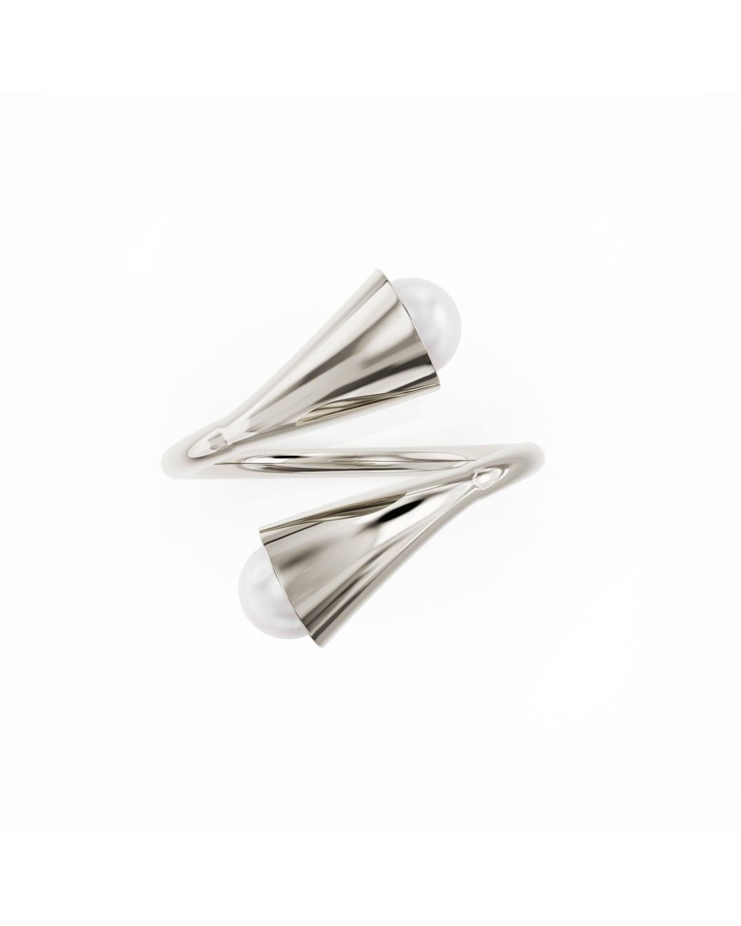 Linda Fiore Metallic Bella Solid Ring With Two Cultured Freshwater Pearls