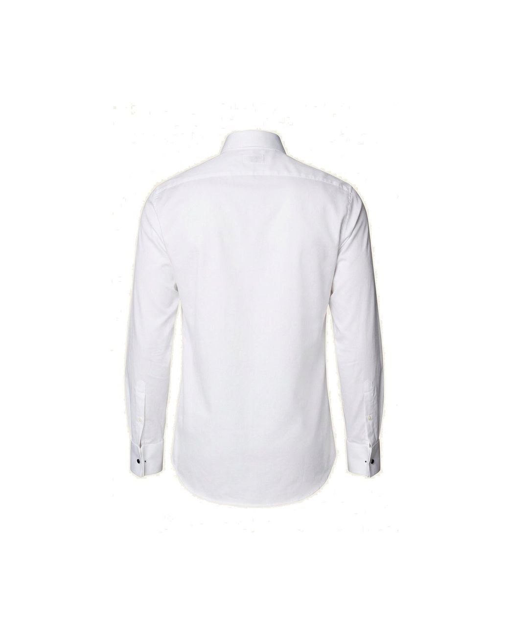 Ron Tomson White Lurex Paneled Spread Collar Shirt for men