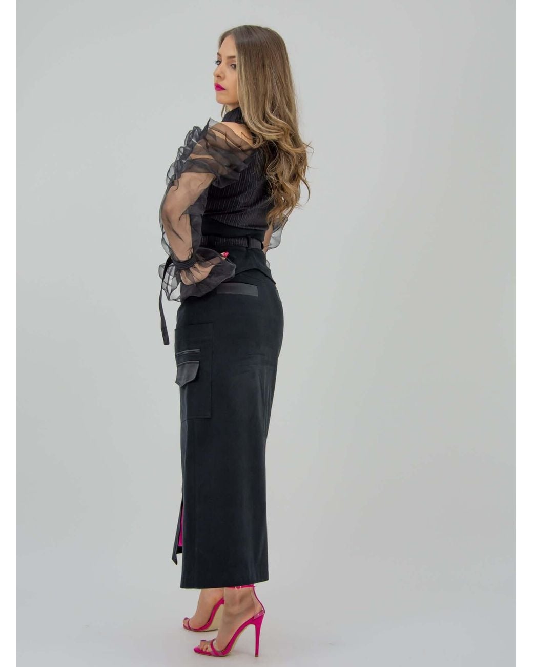 Tia Dorraine Blue Of The Net High-Waist Maxi Skirt
