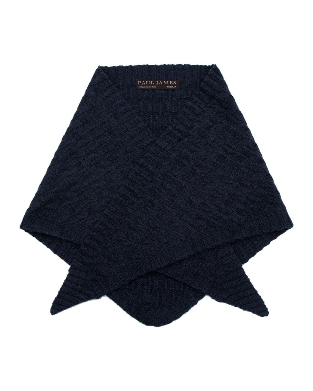 Paul James Knitwear Blue Merino Cashmere Textured Triangle Blythe Scarf