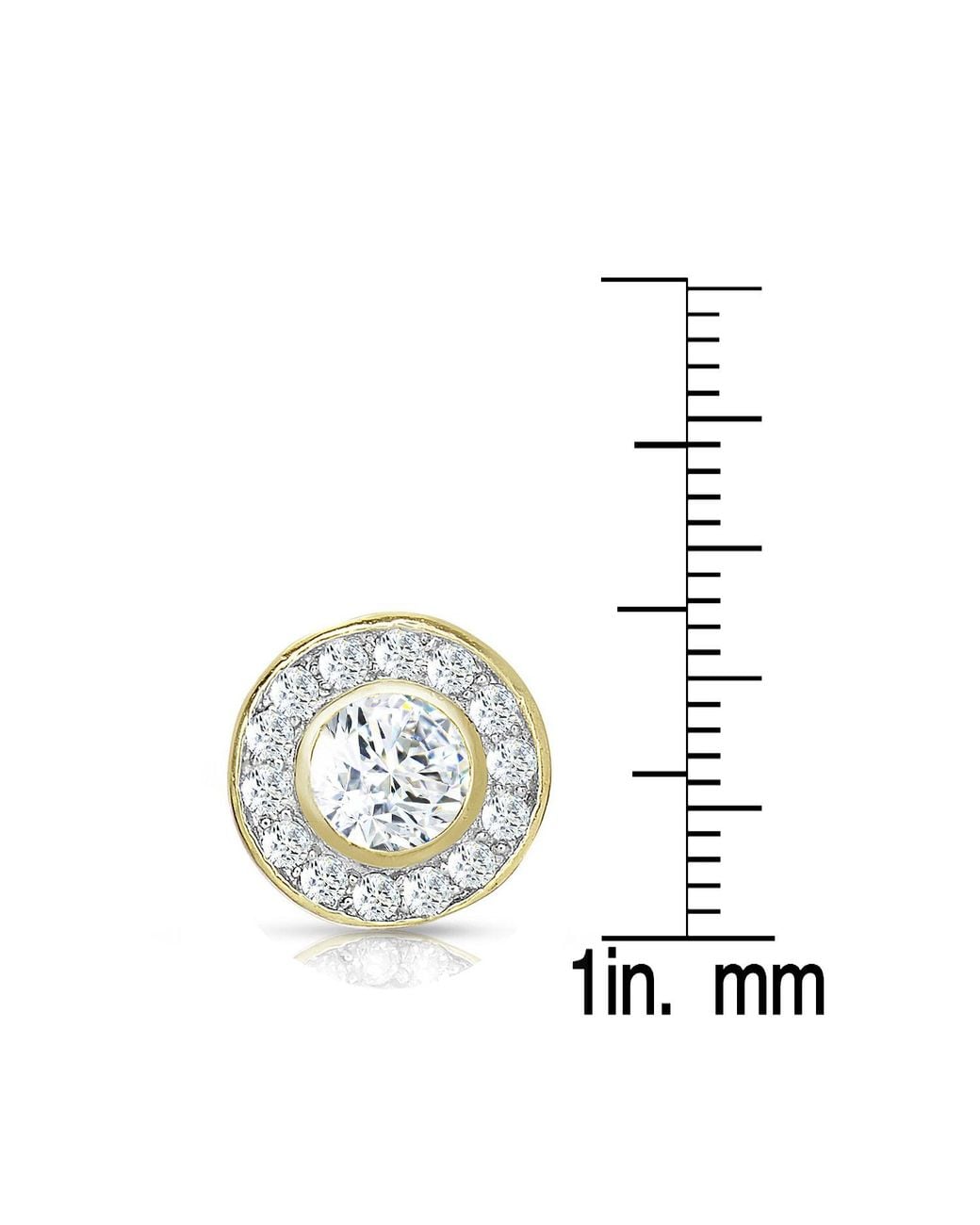 Genevive Jewelry Metallic Sterling Plated Cubic Zirconia Round Stud Earrings