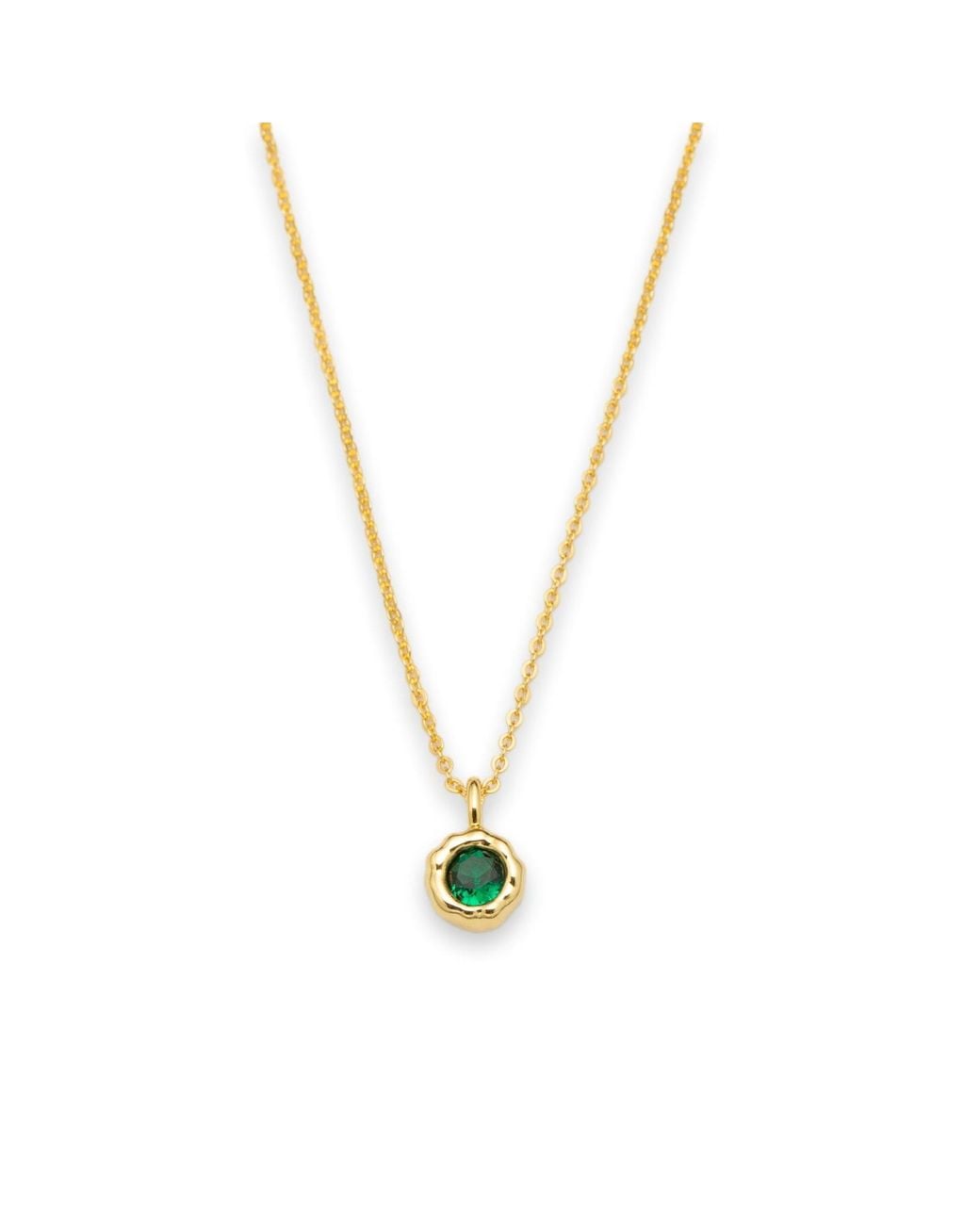 Classicharms Metallic Skyler Molten Mini Solitaire Emerald Pendant Necklace