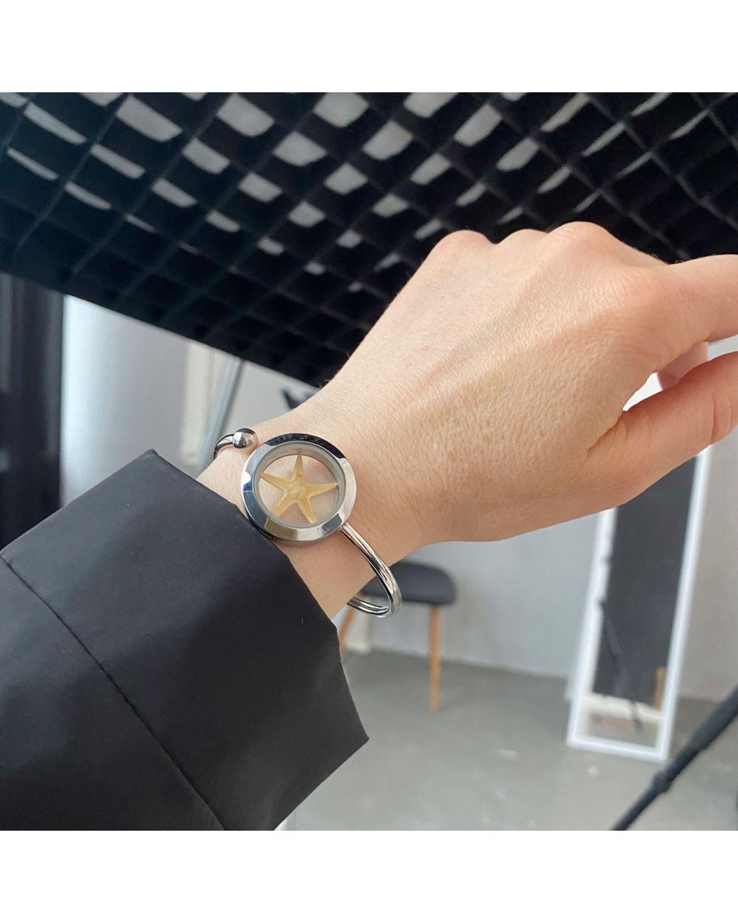 My Little Nature Blue Neutrals Cuff Bracelet With Natural Starfish – Coastal Jewelry