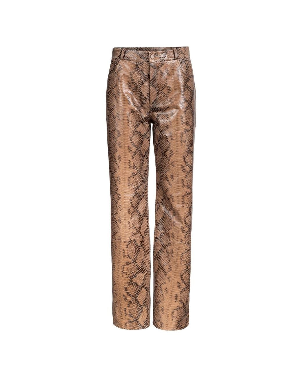 Heira Leatherwear Brown Neutrals Medusa Low-Rise Pants