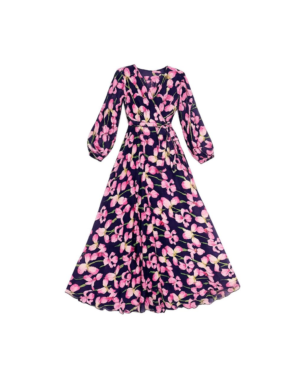 Yumi' Orchid Floral Pleated Wrap Maxi Dress in Purple | Lyst Yumi' Orchid Floral Pleated Wrap Maxi Dress in Purple | Lyst