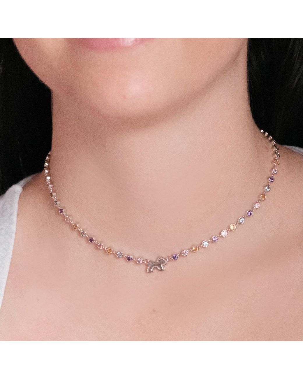Cloud Haven Metallic Mini Cz Logo Pendant Necklace