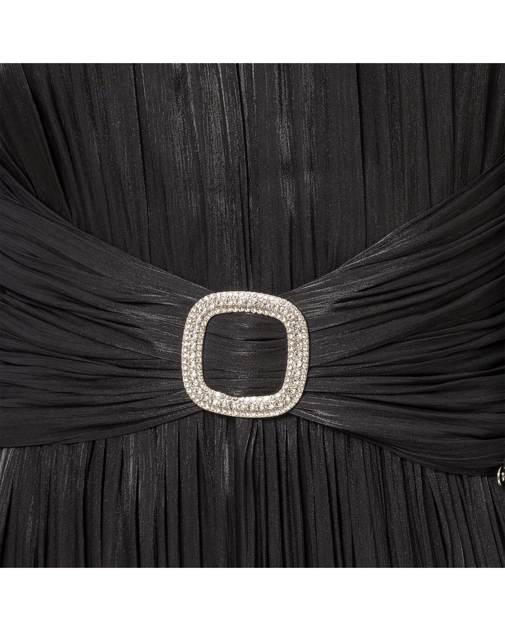 Nissa Black Cape-Design Chiffon Maxi Dress