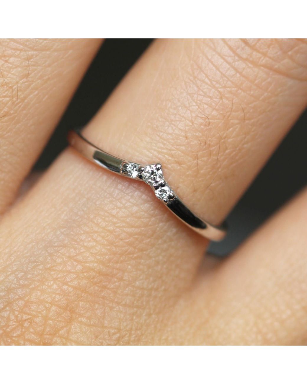 VicStoneNYC Fine Jewelry White Natural Diamond Platinum Curve Ring