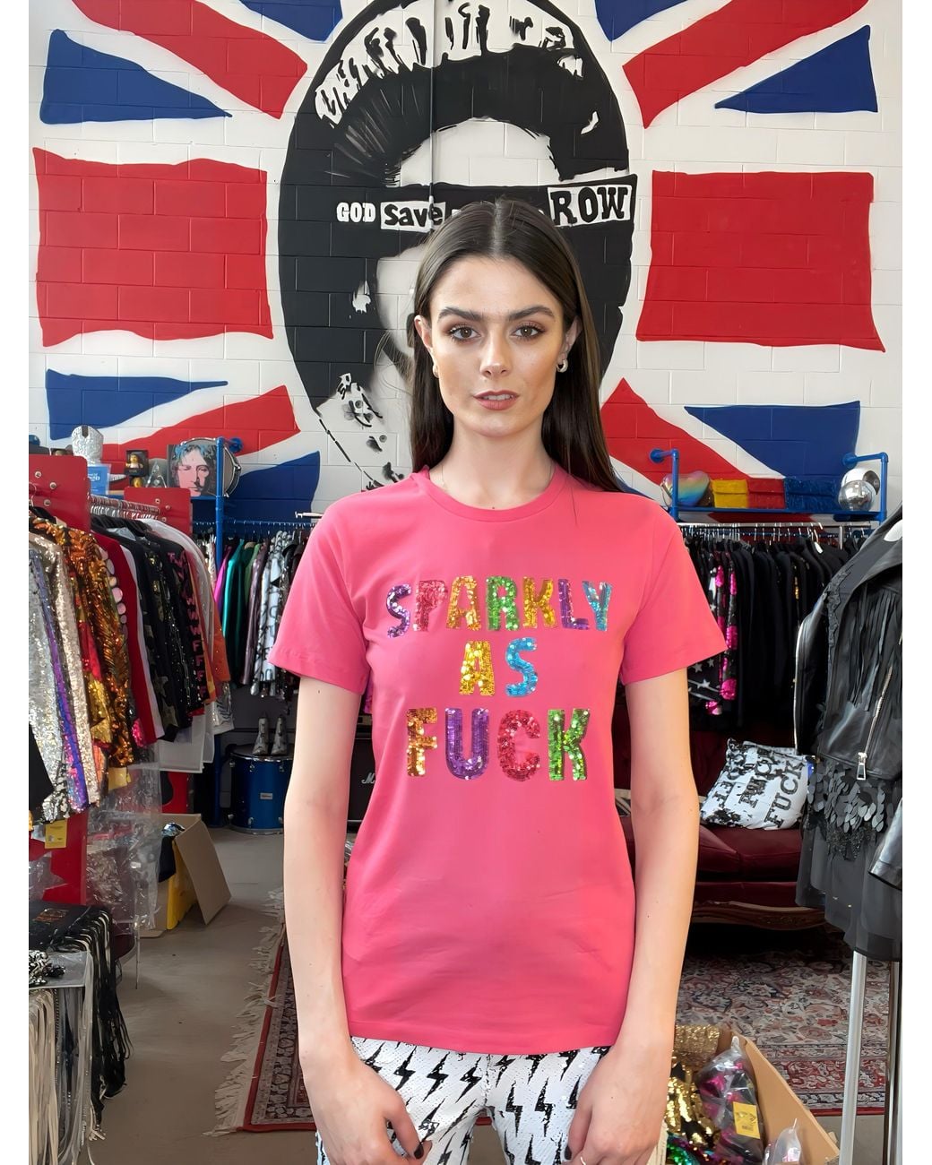 Any Old Iron Pink Sparkly As Fuck Sequin T-Shirt