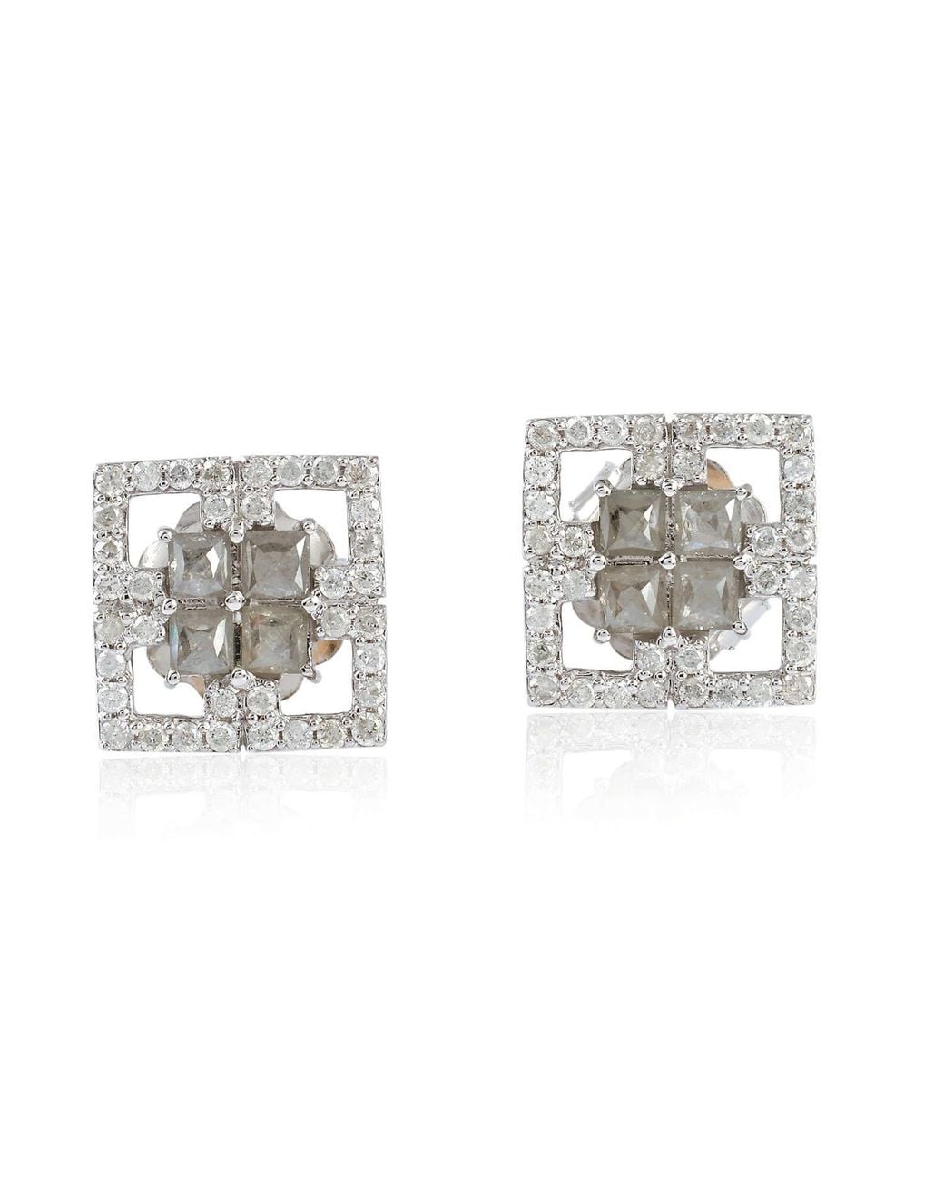 Artisan Metallic 18K Ice Diamond & Diamond Stud Earrings