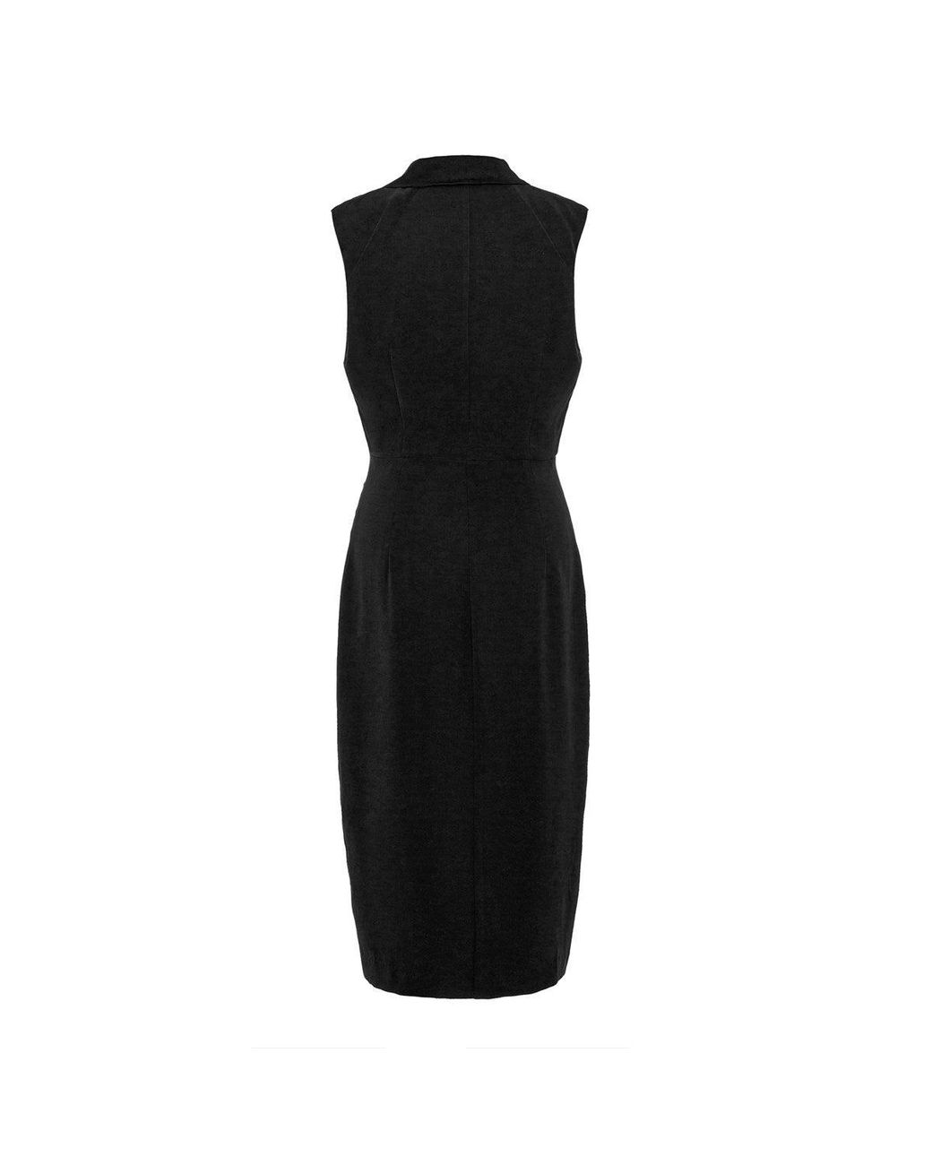 Smart and Joy Black Tailor Wrap Effect Dress With Topstitched Collar
