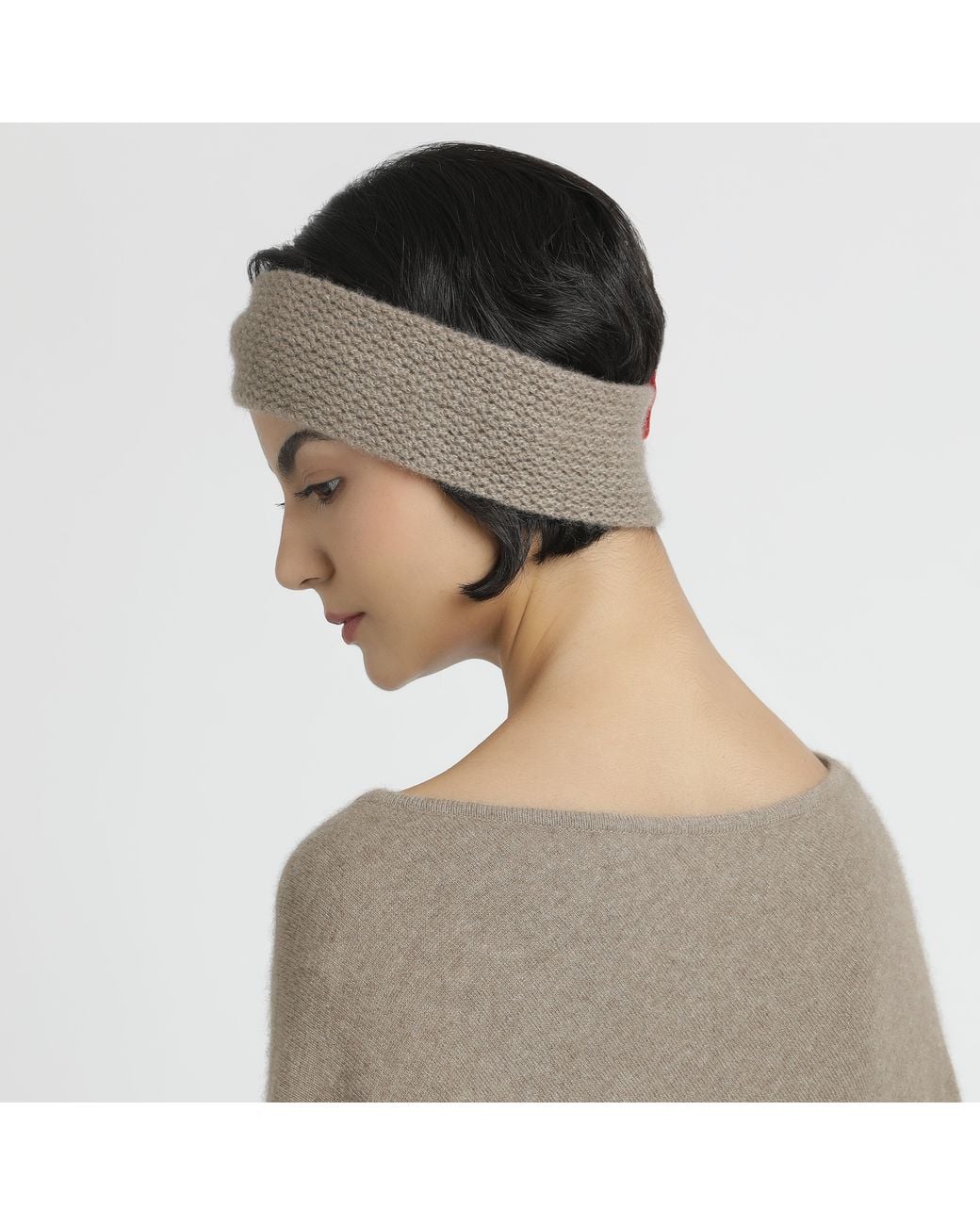 Pink Maharani Gray Neutrals Knitted Bow Headband – Natural