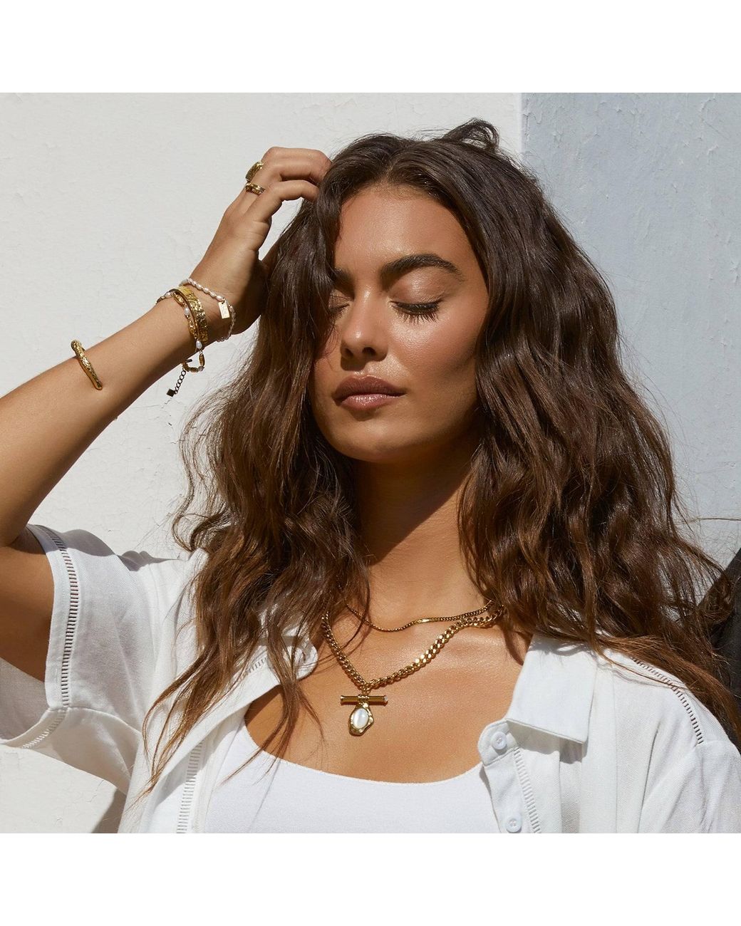 ARMS OF EVE Metallic Rafaella Mother Of Pearl Necklace