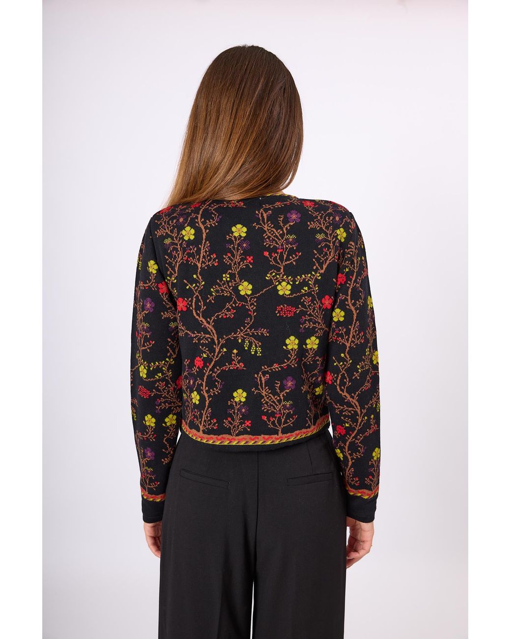 Peraluna Black Nostalgia Knit Crop Cardigan