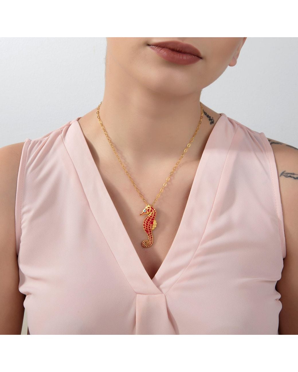 Milou Jewelry Red Seahorse Necklace