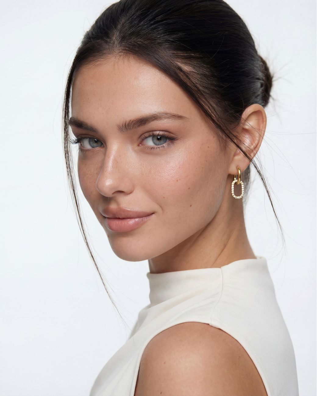 Elk & Bloom Metallic Dainty 14K Gemstone Double Loop Hoops