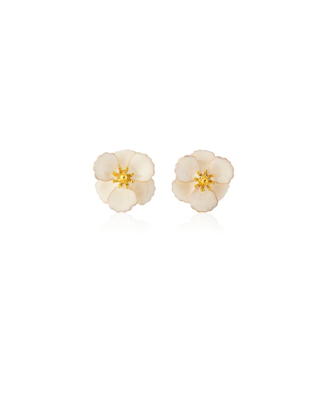 Milou Jewelry Metallic Cream Petite Flower Earrings