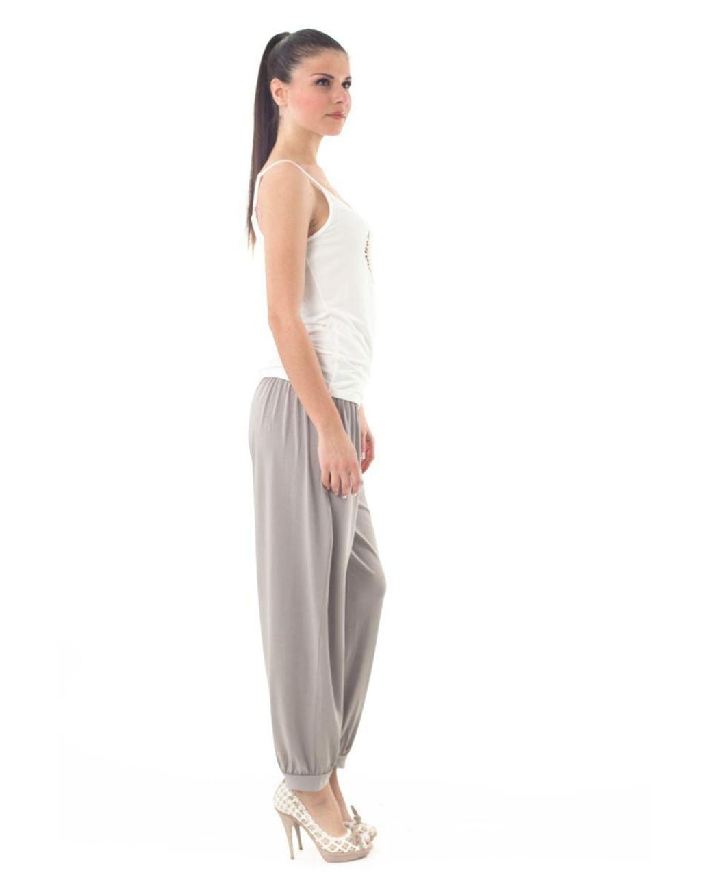 Conquista White Neutrals Printed Spaghetti Top