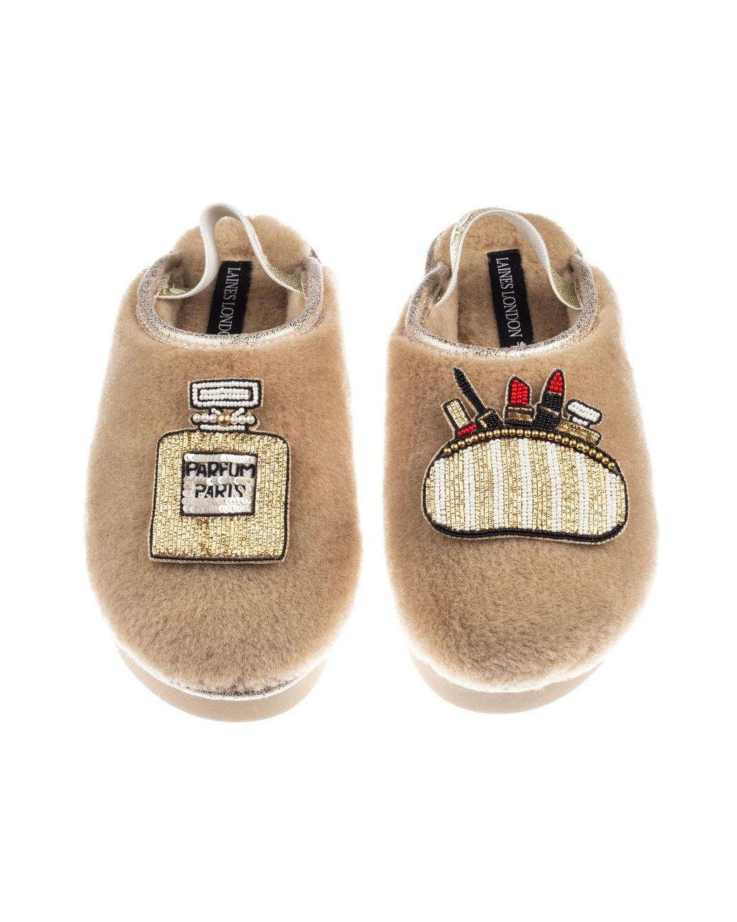 Laines London Brown Neutrals Flatform Cloud Closed Toe Slippers With Beauty Queen Brooches
