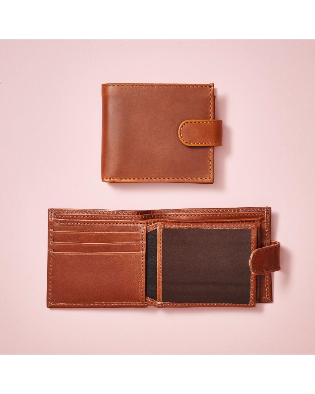 VIDA VIDA Brown Vida Tan Leather Tri Fold Wallet With Rfid for men