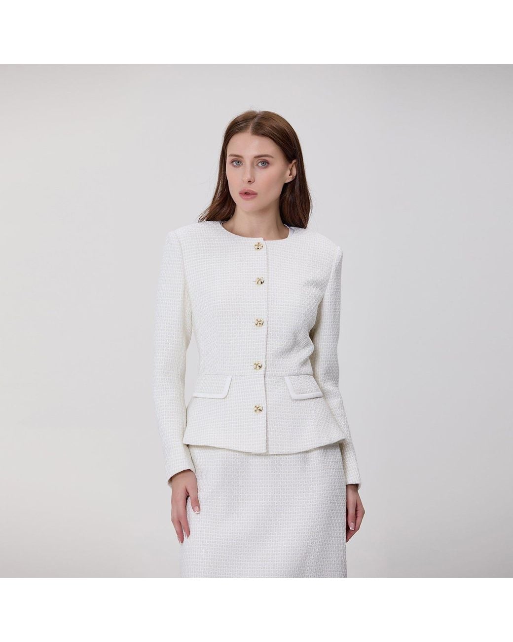 Smart and Joy Black Textured Tailored Jacket With Jewelled Buttons