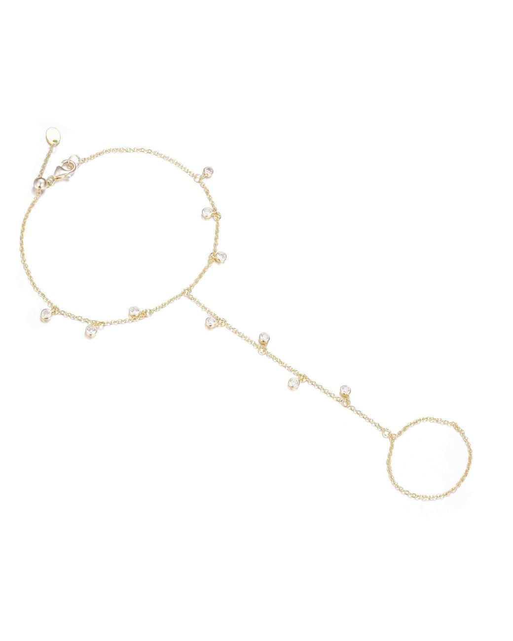 KAMARIA Metallic Rain Drop Hand Chain Bracelet With Crystals