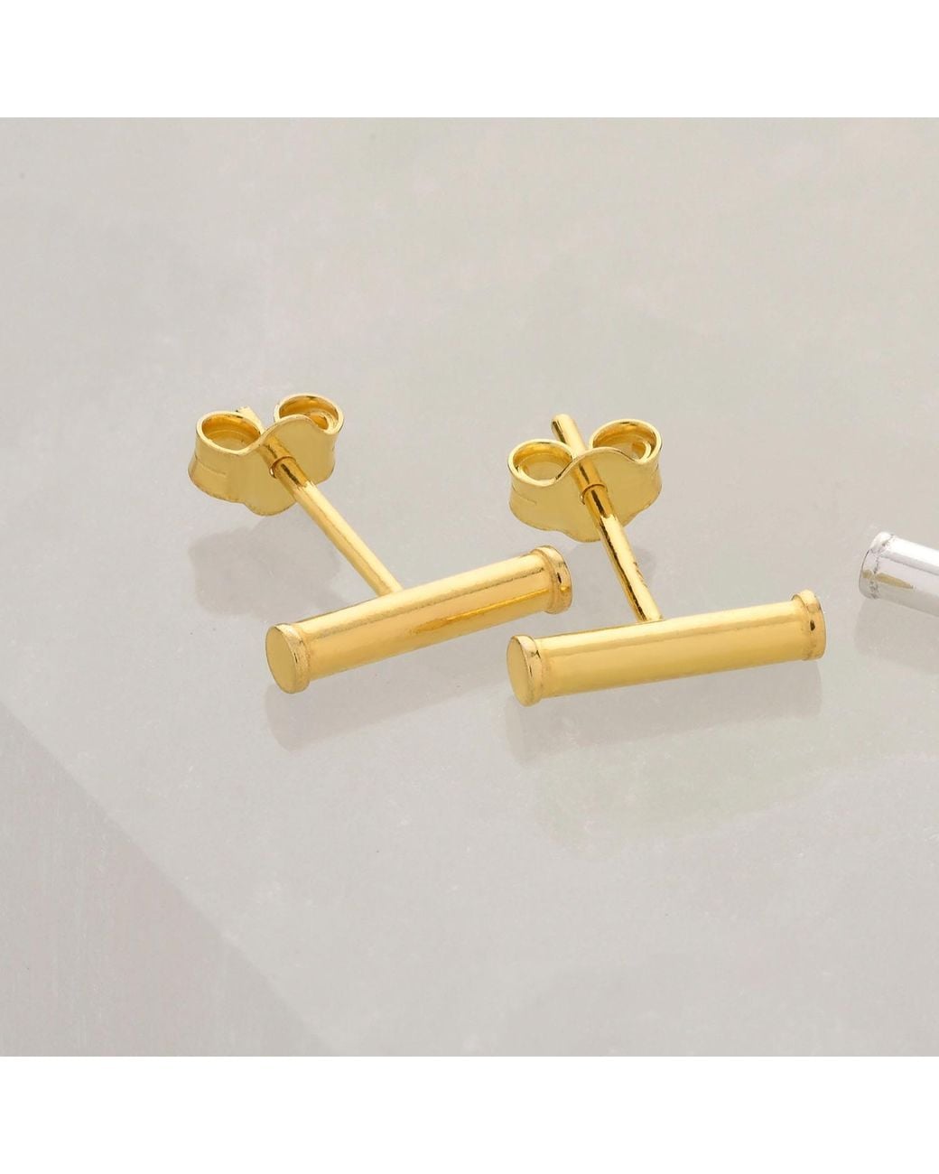 Nellou Jewellery Natural Bar Stud Earring Plated Sterling
