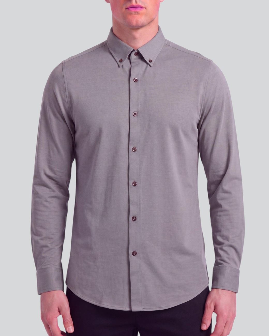 Lords of Harlech Gray Simon Sage Stretch Jersey Long-Sleeve Shirt for men