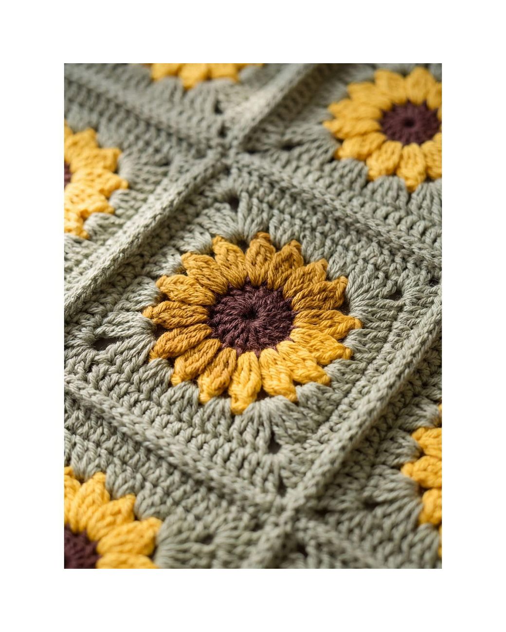 Ana Chic Green Sage Sunflower Button Front Handmade Crochet Cardigan