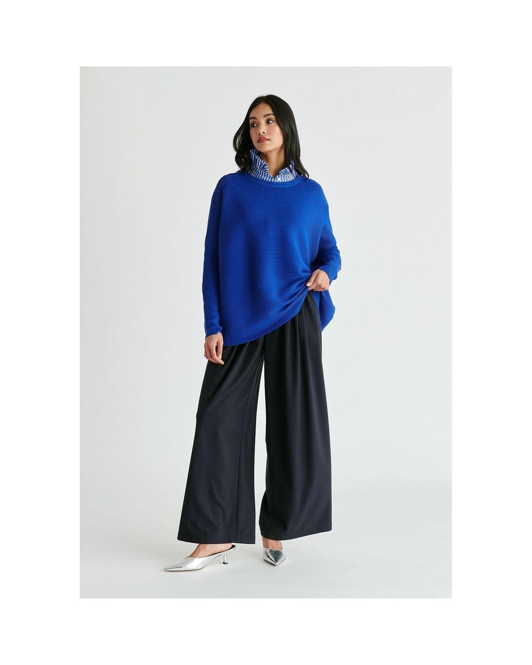 Paisie Blue Ribbed Jumper
