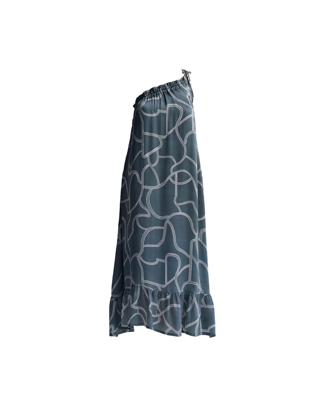 REISTOR Blue One Shoulder Maxi Dress