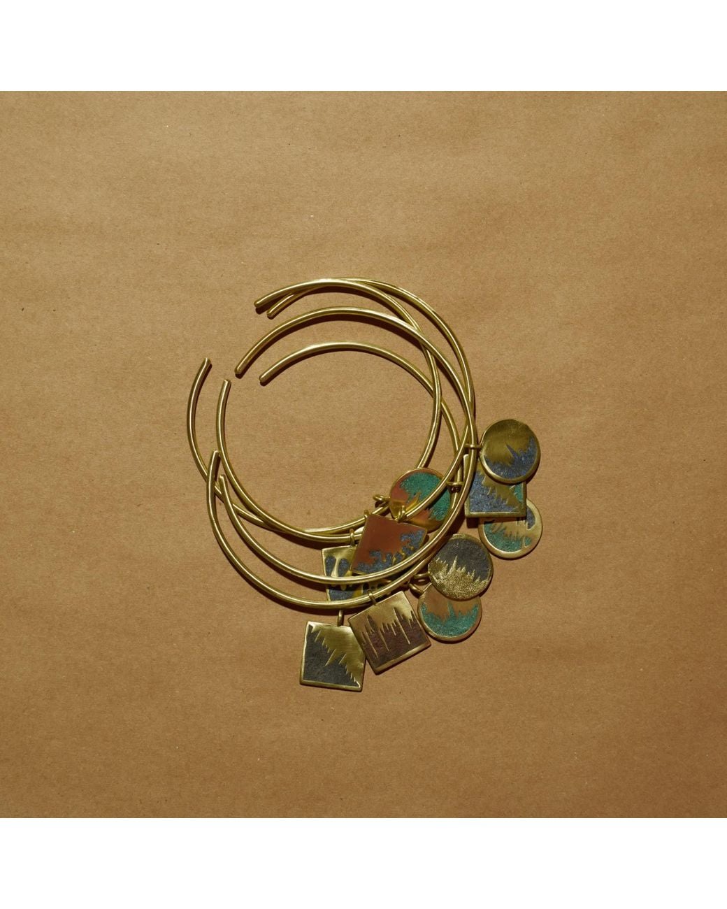 Zeworks Metallic Sahara Blues – La Luna Handcrafted Brass Choker With Lava Stone Inlay