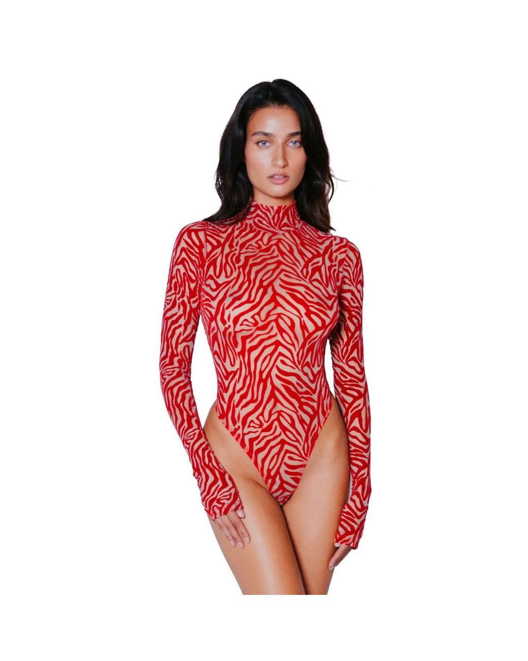 Perilla Lingerie Red Kylie Bodysuit Long
