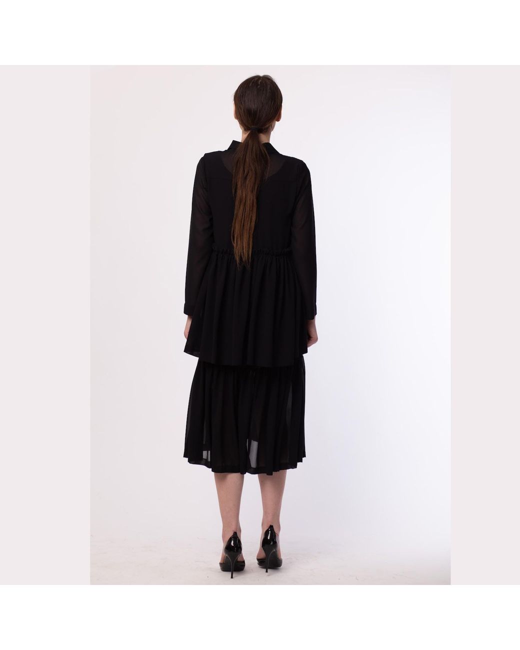 Silvia Serban Black Frill Shirt Dress