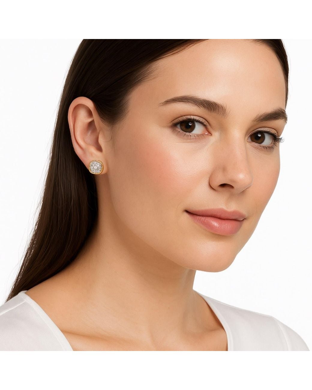 Genevive Jewelry Metallic Plated Square Bezel Set Clear Cubic Zirconia Stud Earrings