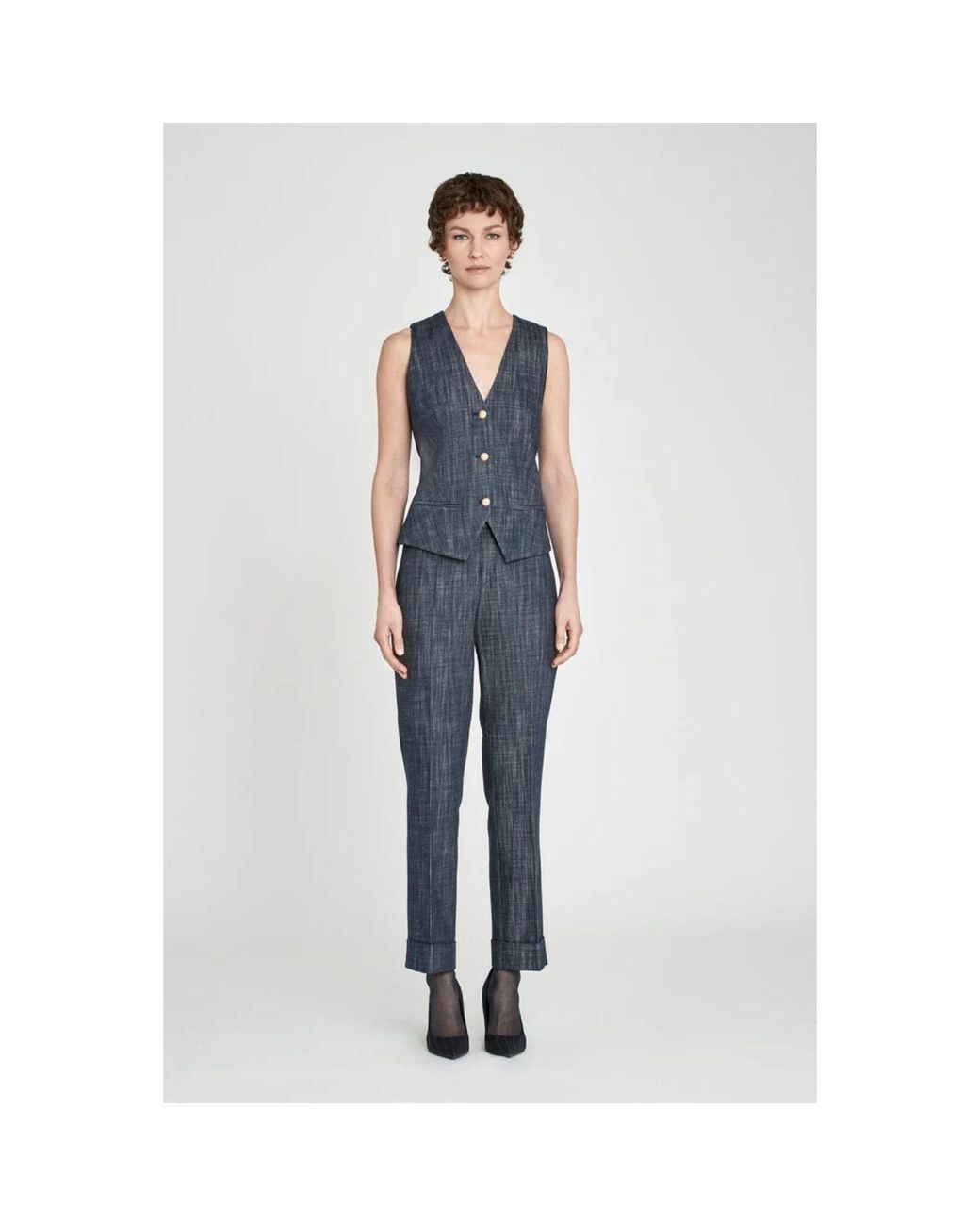 The Extreme Collection Blue Fitted Denim Vest