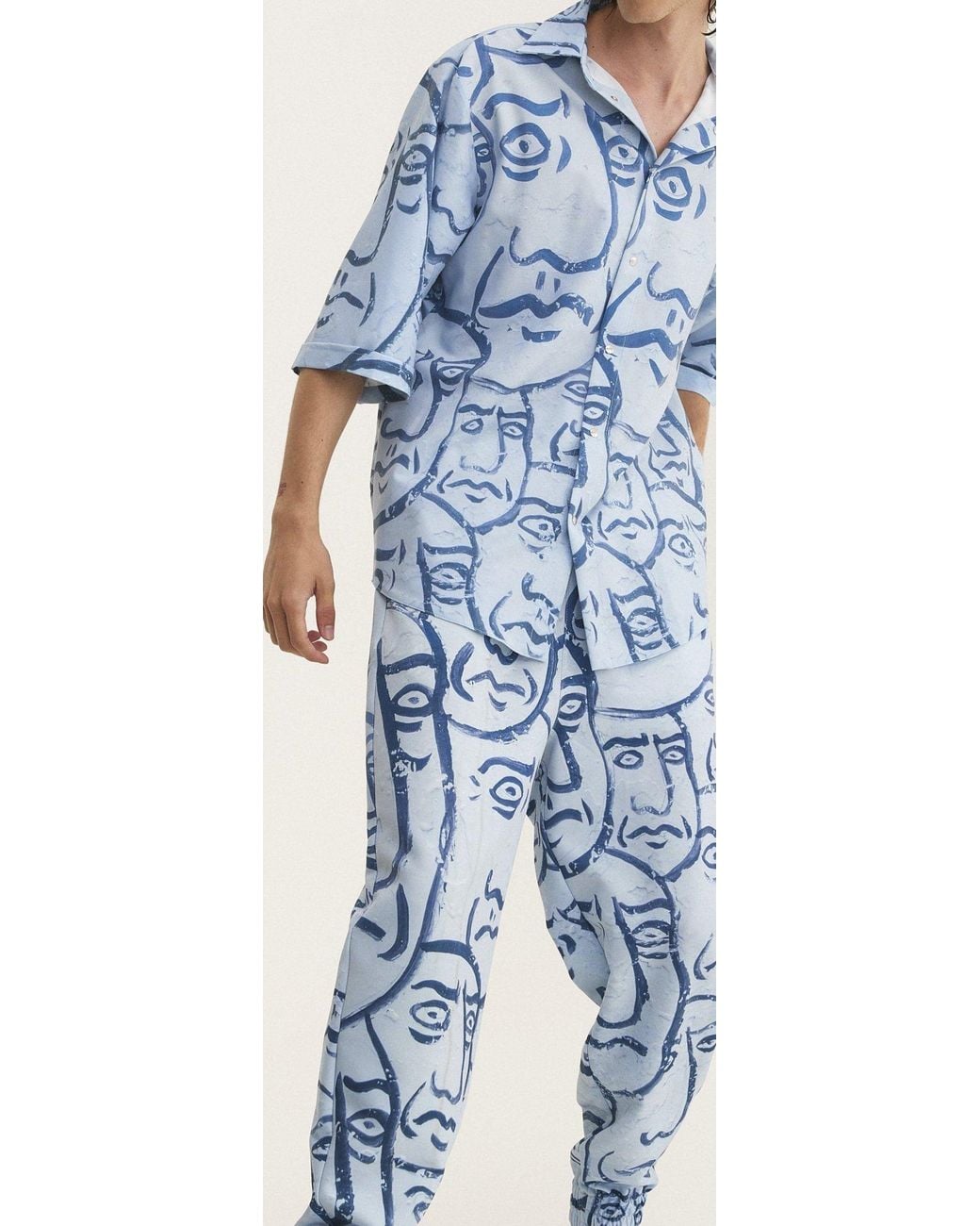 mysimplicated Blue Short Sleeve Shirt And Trousers Set