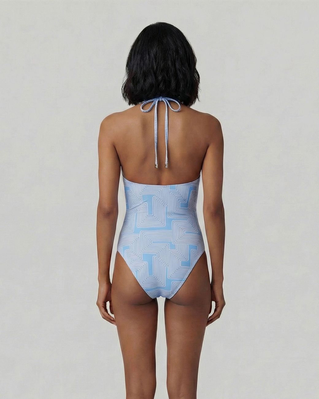 Lords of Harlech Blue Xena Inter Twine Halter One-Piece Swimsuit
